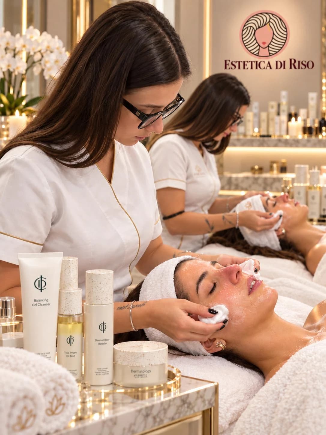 Gesichtsbehandlung in einem Salon.